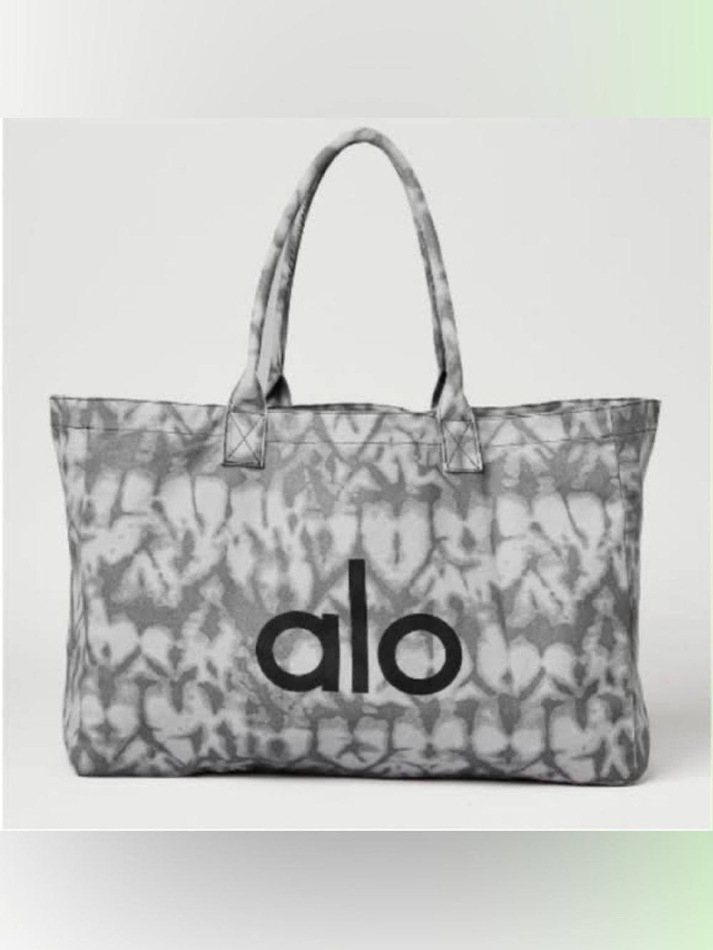 ALO Yoga Gray Tie Dye Canvas Cotton Tote Bag Large Travel & Gym Carry On NWT